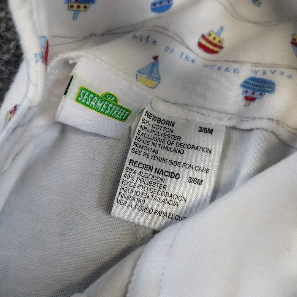 Vintage cookie monster overall set 3/6 months nautical sesame street